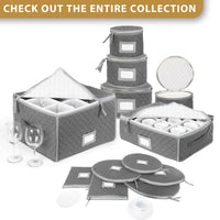 Quilted Cases for Fine China Accessories Storage - Set of 6 - Gray