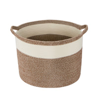 XL Cotton Rope Basket – 20” x 20” x 14” – Light Brown and Off-White