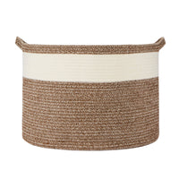XXL Cotton Rope Basket – 22” x 22” x 14” – Light Brown and Off-White