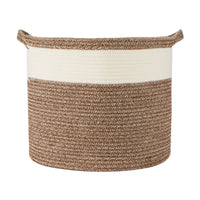 Large Cotton Rope Basket – 18” x 18” x 14” - Light Brown and Off-White