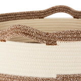 Medium Cotton Rope Basket – 16” x 16 ”x 14” - Light Brown and Off-White