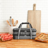 Insulated Expandable Double Casserole Carrier and Lasagna Holder