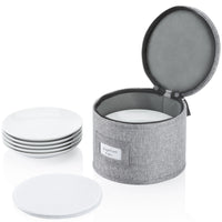 China Storage Container for Saucer and Appetizer Plates - 7" W x 5.5" H - Includes 12 Felt Dividers