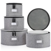 Set of 4 China Storage Cases for Dinnerware - Sizes: 12" - 10" - 8.5" and 7" W - 48 Plate Separators Included